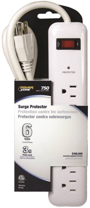 MULTI OUTLET 6 W/SURGE WHITE OR802124
