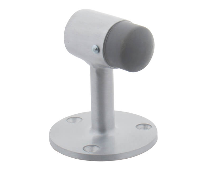 DOOR STOP FLOOR MOUNT SILVER W/ BUMPER (NO HOOK)