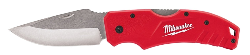 MILWAUKEE 48-22-1940 LOCKBACK POCKET KNIFE, 3 IN L BLADE, STAINLESS STEEL BLADE, ERGONOMIC HANDLE