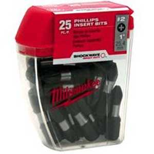 MILWAUKEE 48-32-4604 INSERT BIT, #2 DRIVE, PHILLIPS DRIVE, 1/4 IN SHANK, HEX SHANK, 1 IN L, STEEL