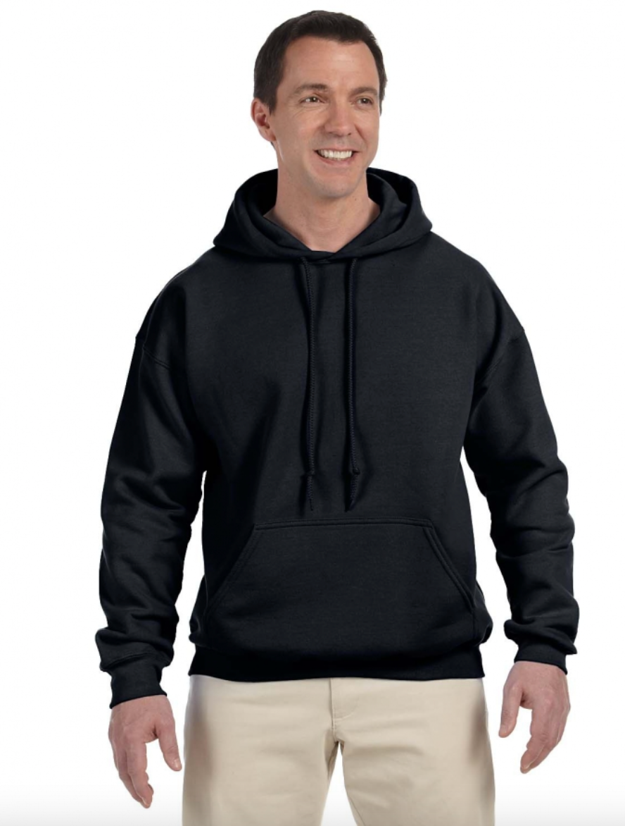 Man wearing a black hoodie on a white background