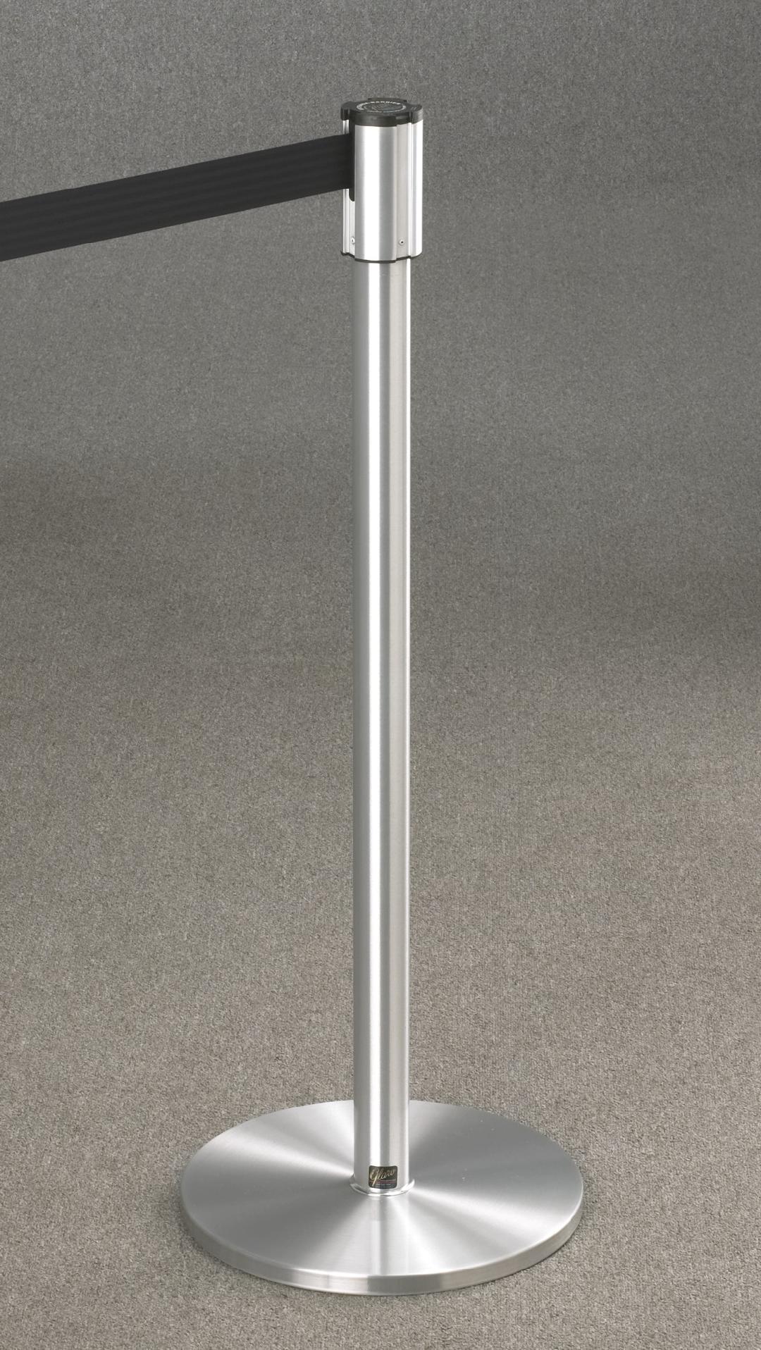 CROWD CONTROL-STAND SATIN ALUMINUM 7′ BLACK STRAPS