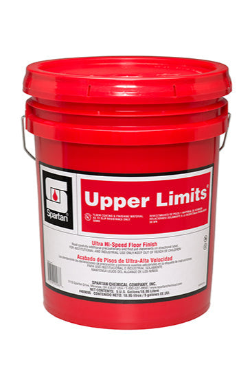 Red bucket labeled 'Upper Limits' with Spartan Chemical Company logo on a white background