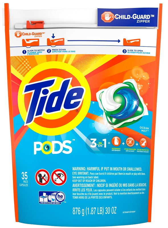 TIDE PODS LAUNDRY DETERGENT OCEAN MIST 35CT 93126