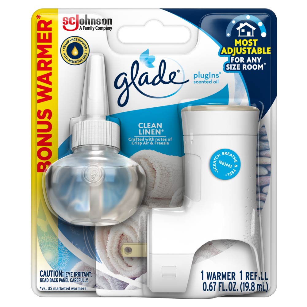 SC JOHNSON PROFESSIONAL GLADE PLUGINS SCENTED OIL WARMER & REFILL CLEAN LINEN