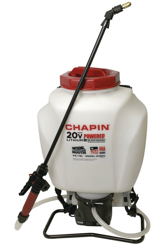 BACKPACK TANK SPRAYER 4GAL 20VOLT CHAPIN 63985