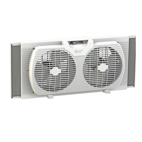 FAN 9″ TWIN WINDOW 2 SPEED WHITE EXPANDS 24″-40″