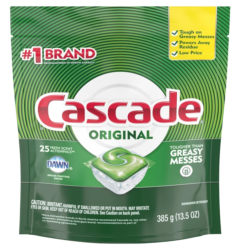 DISHWASHER DETERGENT CASCADE ORIGINAL ACTIONPAC PODS 25/PK