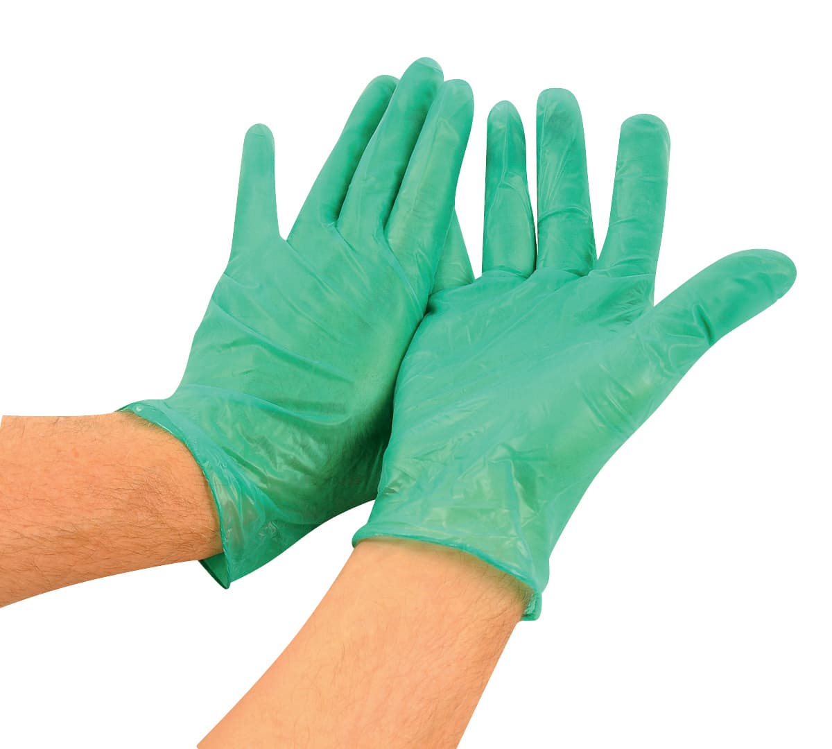 GLOVES VINYL/GREEN MED 100