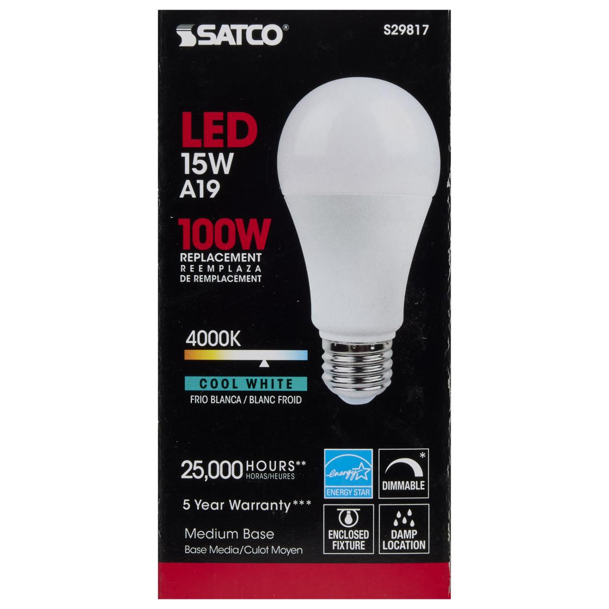 BULB LED 15W A19 4000K