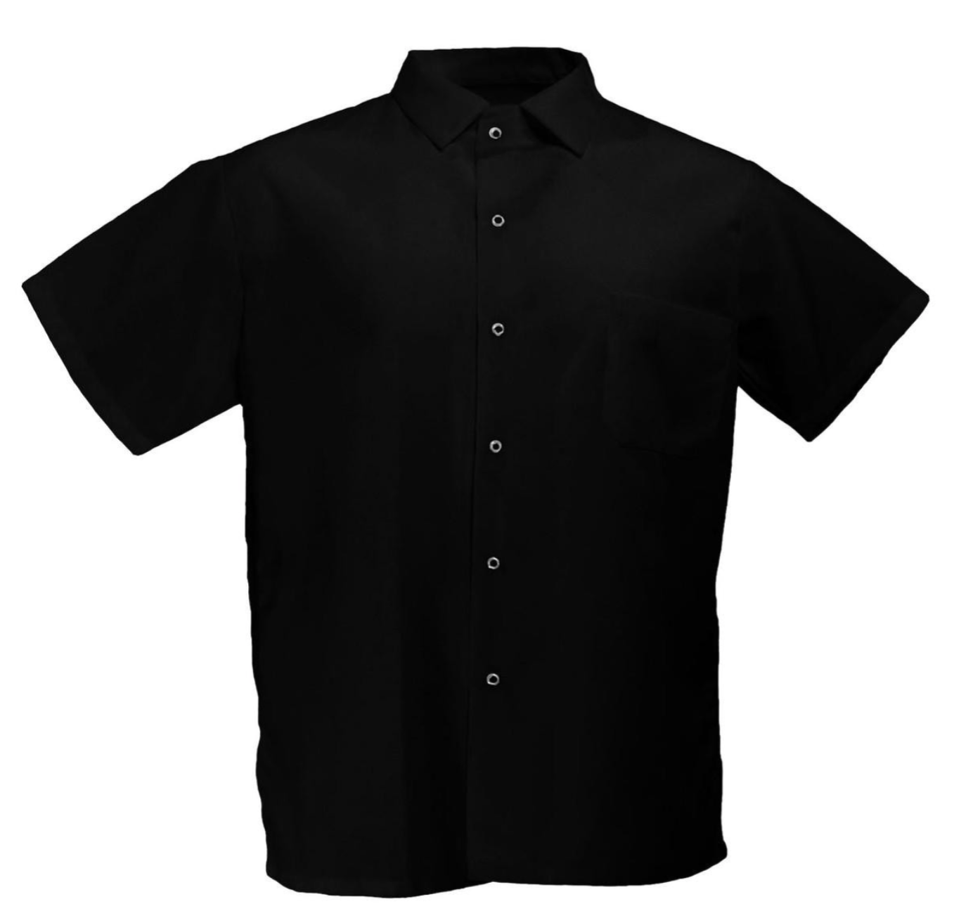 Black short-sleeve shirt on a white background