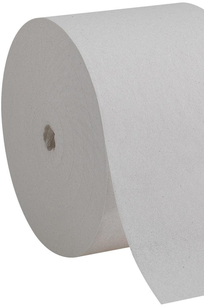 Roll of white paper towel on a white background