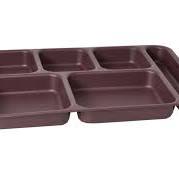 Set of brown plastic trays on a white background