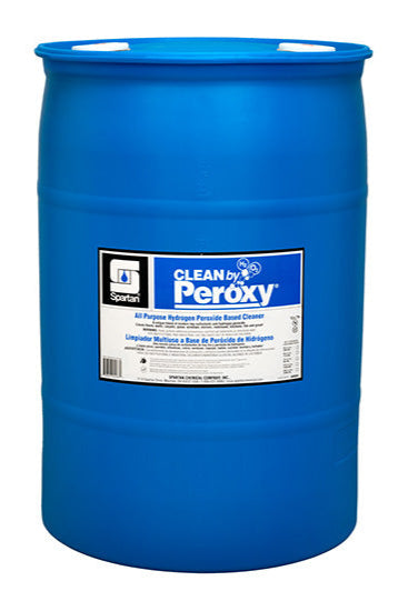 Blue drum labeled 'Clean by Peroxy' on a white background