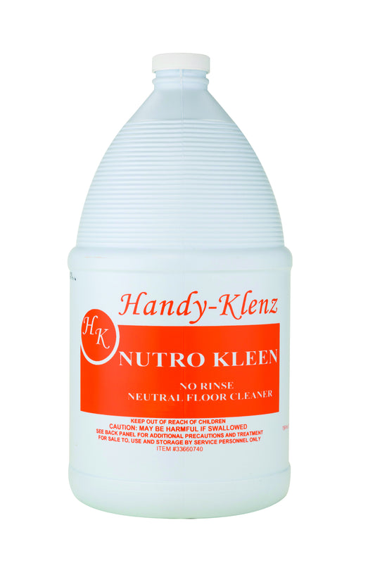 Handy-Klenz Nutro Kleen neutral floor cleaner bottle on a white background
