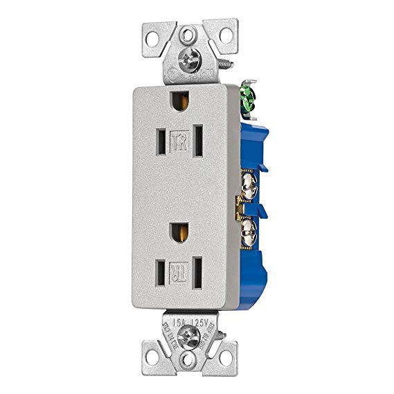 DUPLEX OUTLET DECORA SILVER GRANITE TAMPER-PROOF TR1107SG