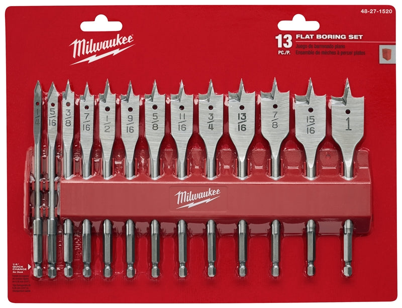 MILWAUKEE 48-27-1520 BORING BIT SET, FLAT, 13-PIECE, HCS