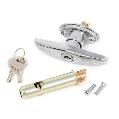 HOPPER DOOR T HANDLE SET W/KEYS, BOLT & SPINDLE