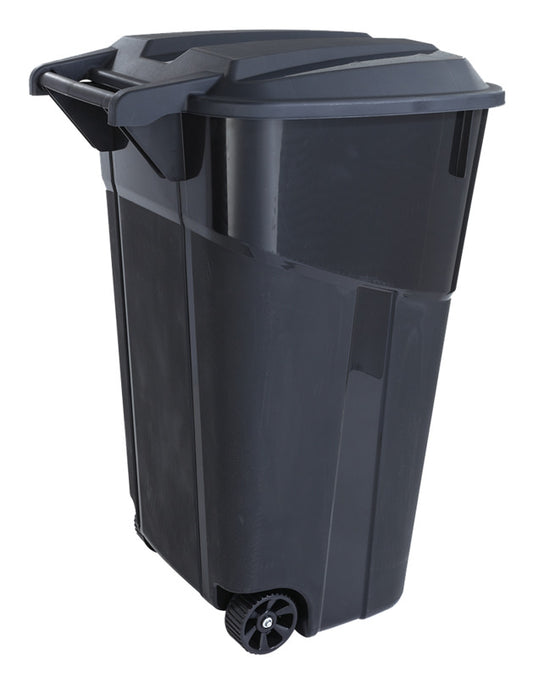 TRASH CAN 32 GL W/WHEELS BLACK