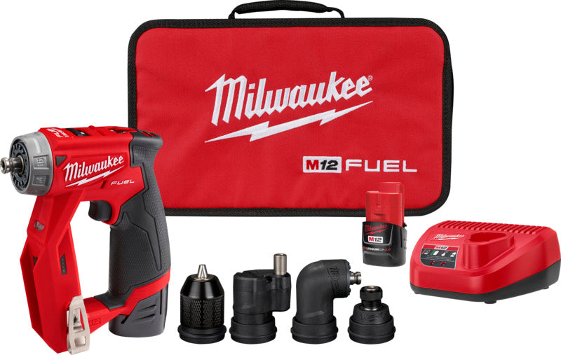 MILWAUKEE 2505-22 DRILL/DRIVER KIT, BATTERY INCLUDED, 12 V, 3/8 IN CHUCK, KEYLESS CHUCK