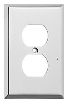 1-GANG, DUPLEX DEVICE RECEPTACLE WALLPLATE, STANDARD SIZE, STAINLESS STEEL, DEVICE MOUNT, SATIN FINISH.