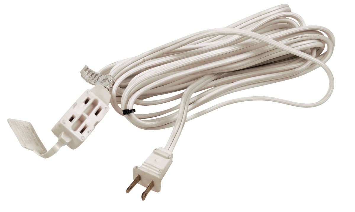 CORD EXTENSION 12FT.WHITE 16/2 HOUSEHOLD