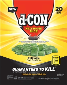D-CON CORNER FIT MOUSE BAIT STATION REFILLABLE W/20 REFILLS