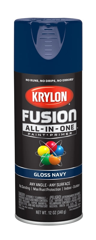 SPRAY PAINT KRYLON FUSION GLOSS NAVY BLUE 12/OZ K02714007
