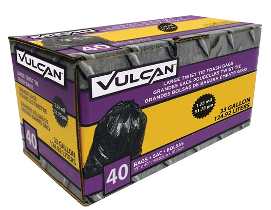 BAGS 33GL BLACK 40CT 1.25MIL FG-03812-11 33X40 VULCAN