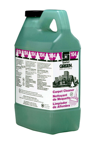Green carpet cleaner container with label on a white background