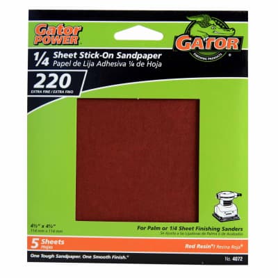 SANDPAPER 220GRIT 1/4 SHEET