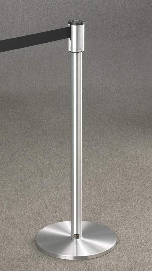 CROWD CONTROL-STAND SATIN ALUMINUM 7′ BLACK STRAPS