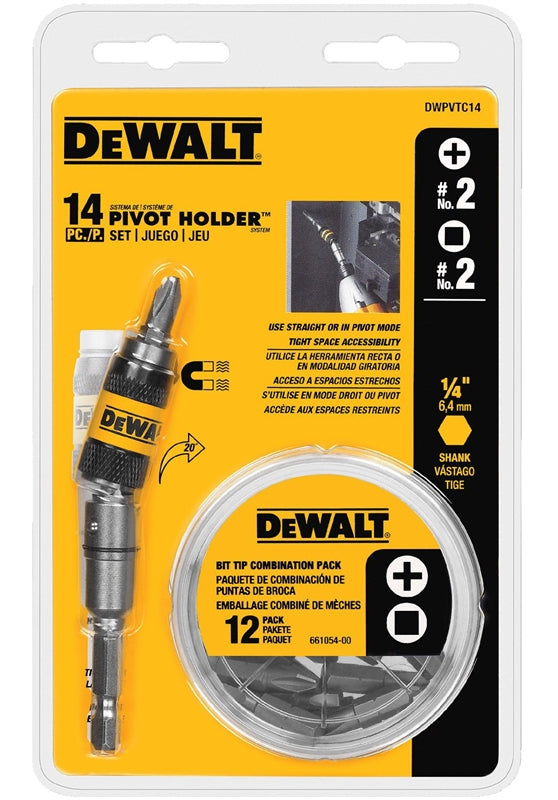 PIVOT HOLDER & BIT SET DEWALT 14 PC DWPVTC14