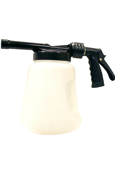 Foam cannon with white foam container on a white background