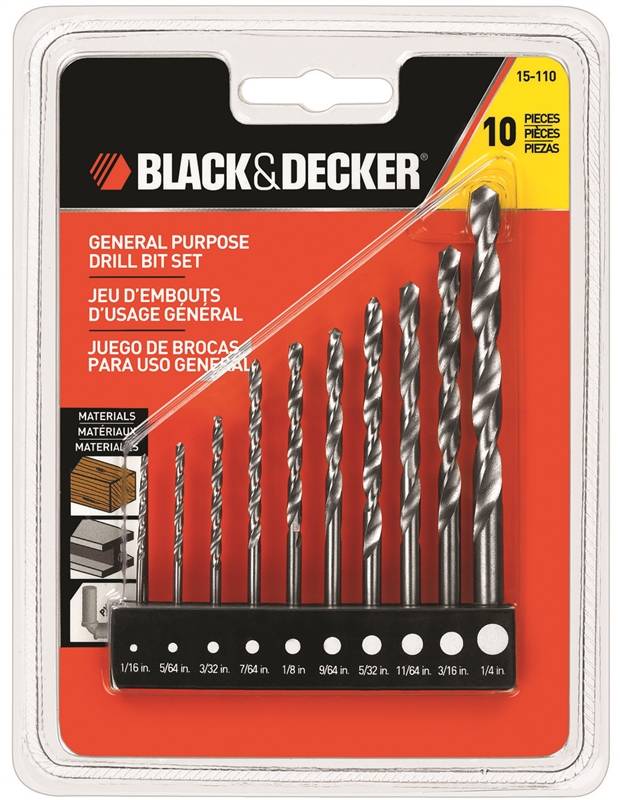 B&D DRILL BIT HS 10PC. SET 15-110