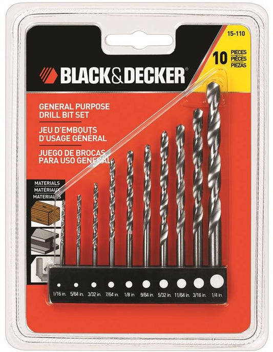 B&D DRILL BIT HS 10PC. SET 15-110