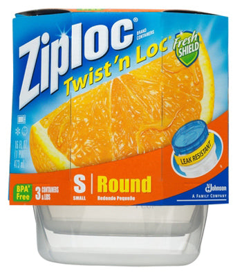 ZIPLOC CONTAINER SMALL 3-PK 2CUP TWIST-N-LOCK 181035