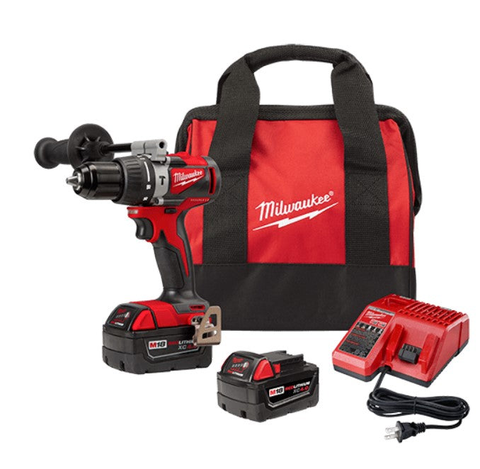 MILWAUKEE 2902-22 HAMMER DRILL KIT, BATTERY INCLUDED, 18 V, 4 AH, 1/2 IN CHUCK