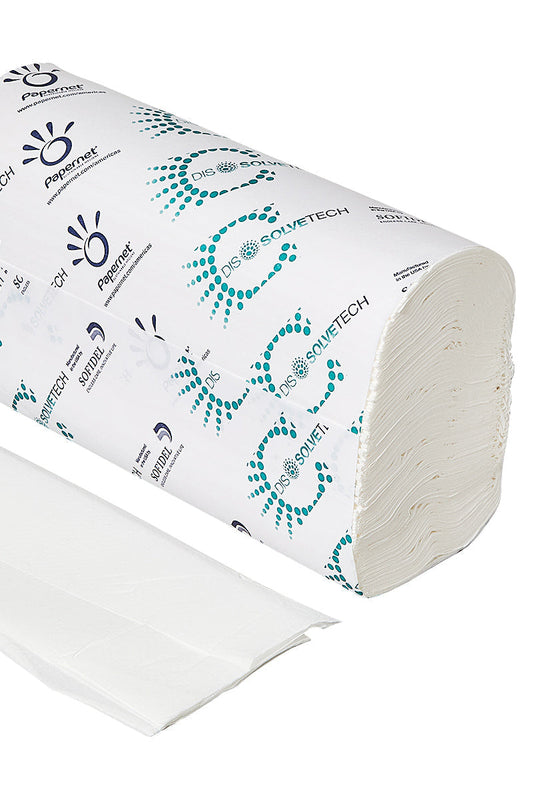 Stack of white paper towels wrapped