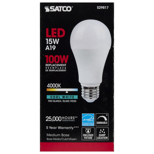 BULB LED 15W A19 4000K
