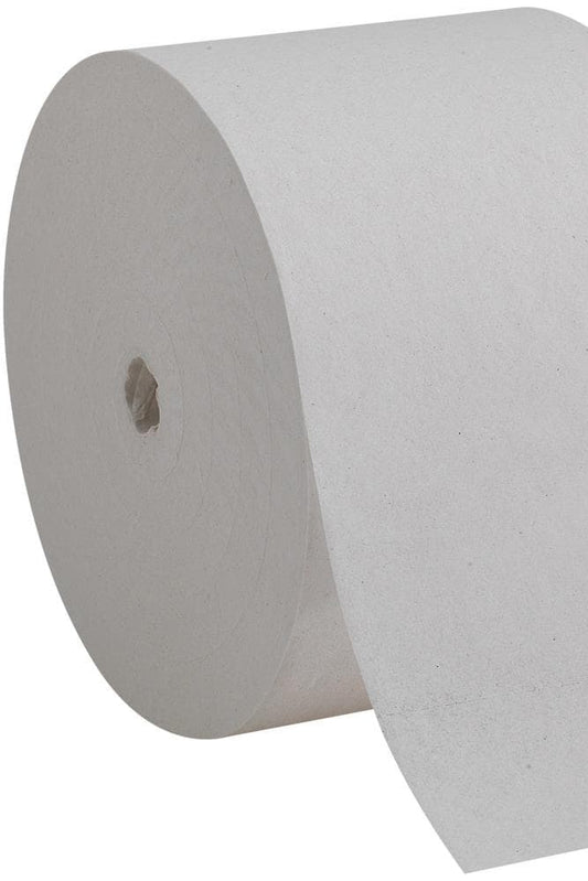 Roll of white paper towel on a white background
